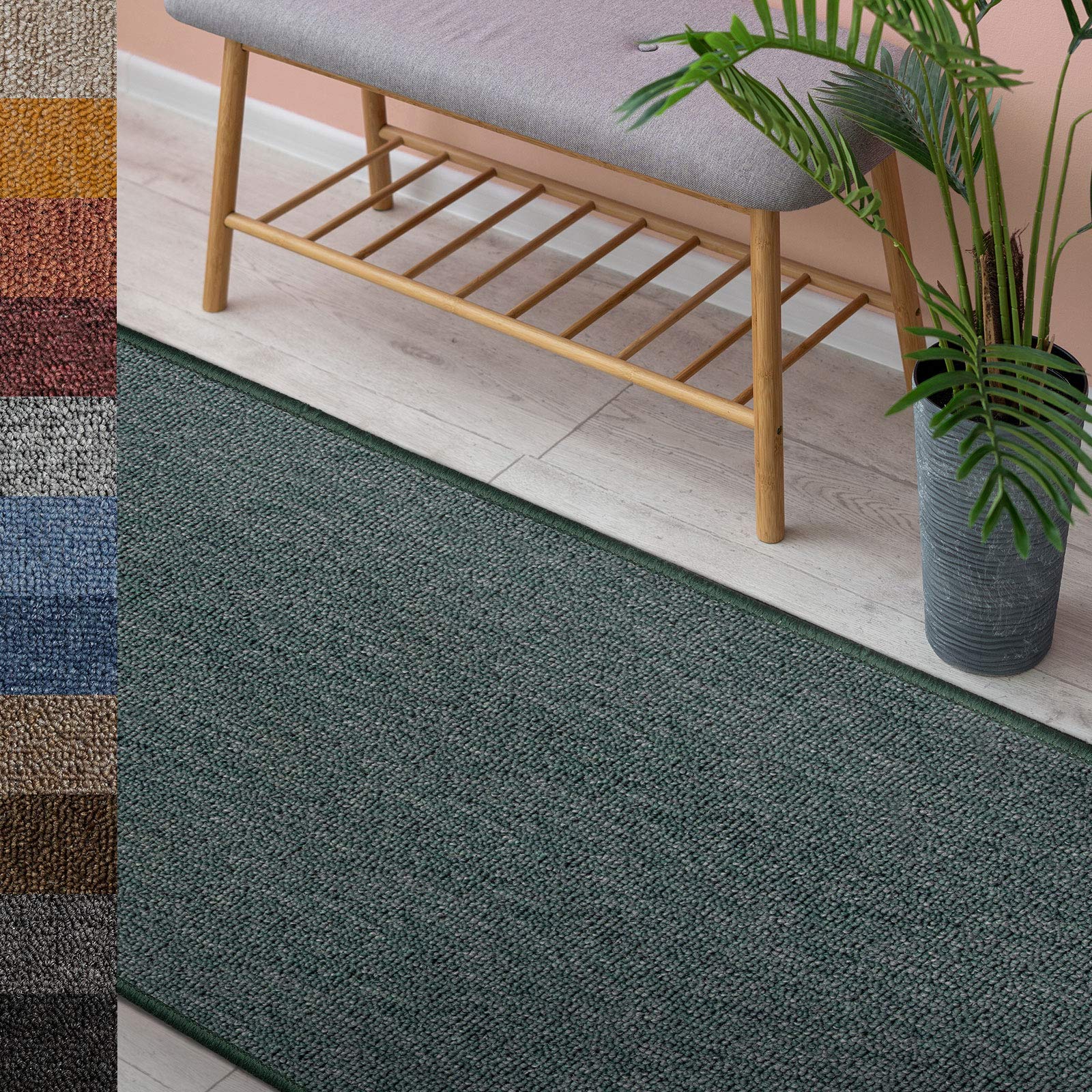 Floordirekt Green 95 Carpet Floor Runner London, Living Room Runner Rug For Hallway, Kitchen And Bedroom, Durable And Easy To Clean Carpet Floor Mat (80 X 300 Cm, )
