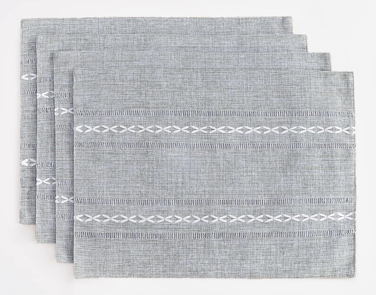 Table Mats Cotton Linen Placemats Rustic Hemstitch Place Mats For Kitchen Table(Color 10,4PC)