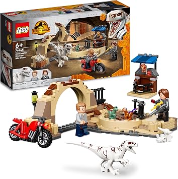 LEGO® Jurassic World Atrociraptor Dinosaur: Motorcycle Tracking Toy Making Set for Kids Ages 76945-6 and Over (169 Pieces)