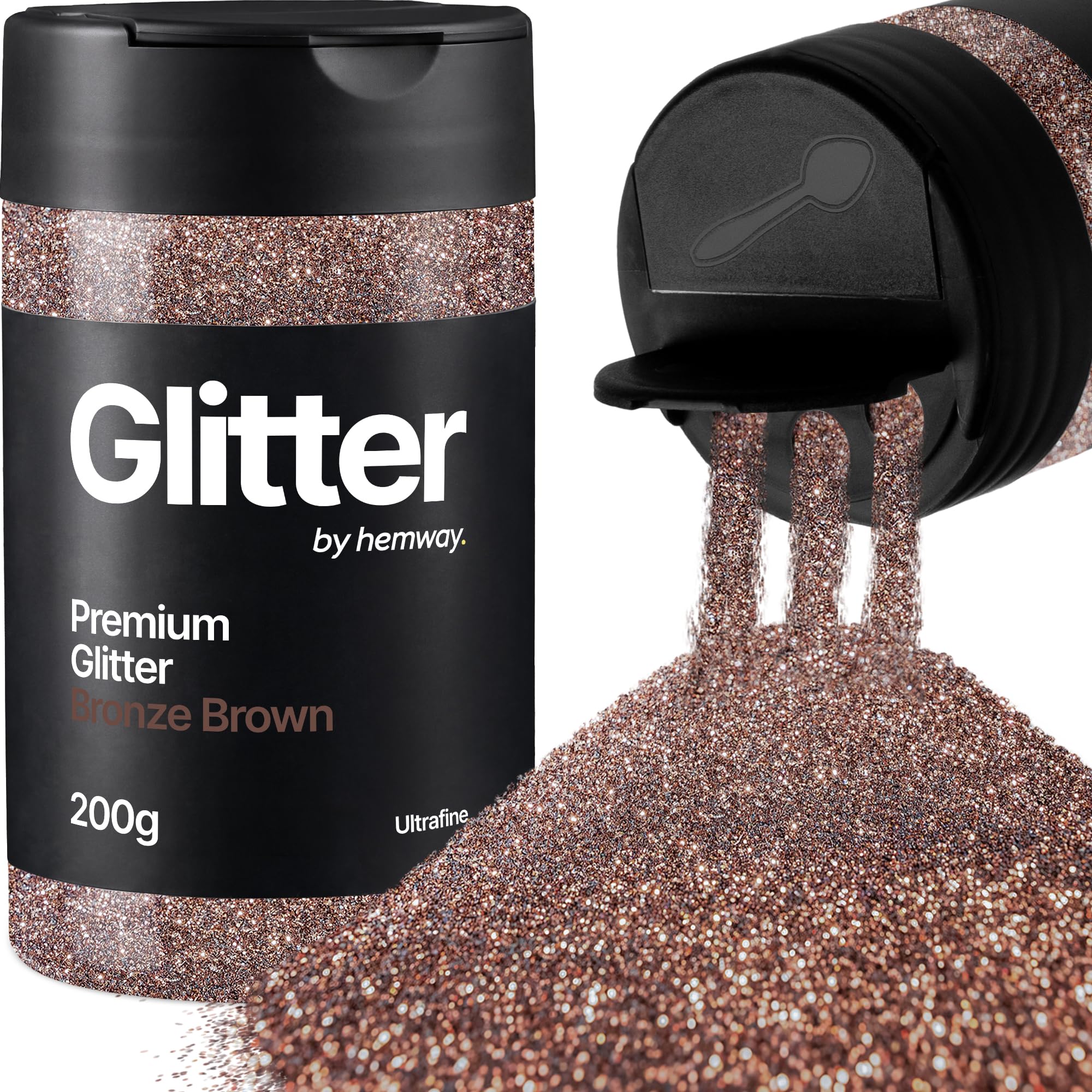 Hemway Bronze Brown Glitter Shaker, 200g Ultrafine Glitter for Crafts Metallic Flake Sequins for Resin & Epoxy Crafts for Decorating, Halloween, Christmas, Nail, Face, Art