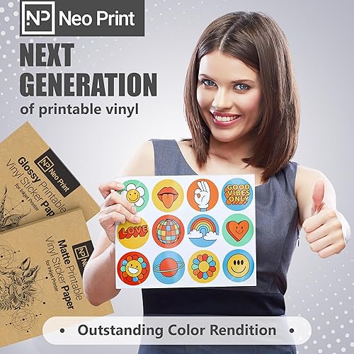 Miniatura 7 de Papel adhesivo de vinilo imprimible para impresora de inyección de tinta, papel de impresora de vinilo blanco mate, 20 hojas autoadhesivas, tamaño