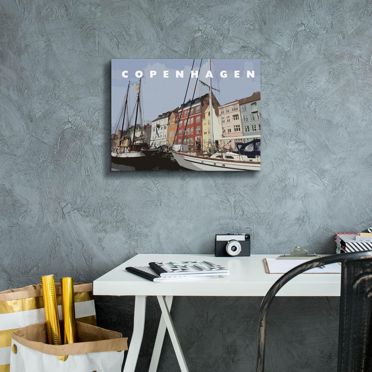 Epic Graffiti 'Copenhagen Poster' by Linda Woods, Canvas Wall Art, 16"x12"