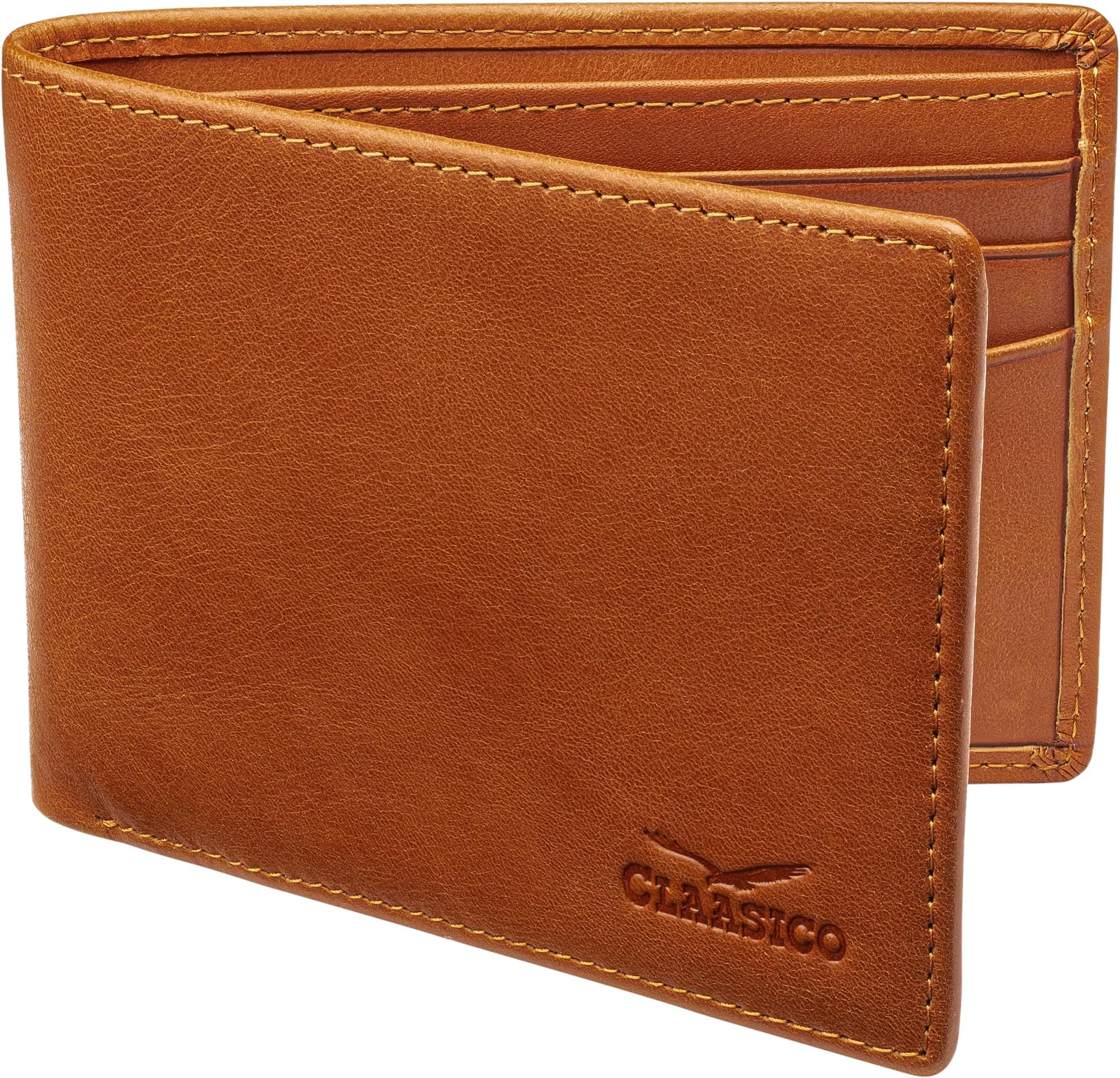 Mens Leather Bifold Wallet RFID Blocking, Organized Card slots w/ 9 Card Slots & ID Window, Everyday Wallet for Men (3.5 x 4.5), Premium Top Grain Leather, Gift Box Included