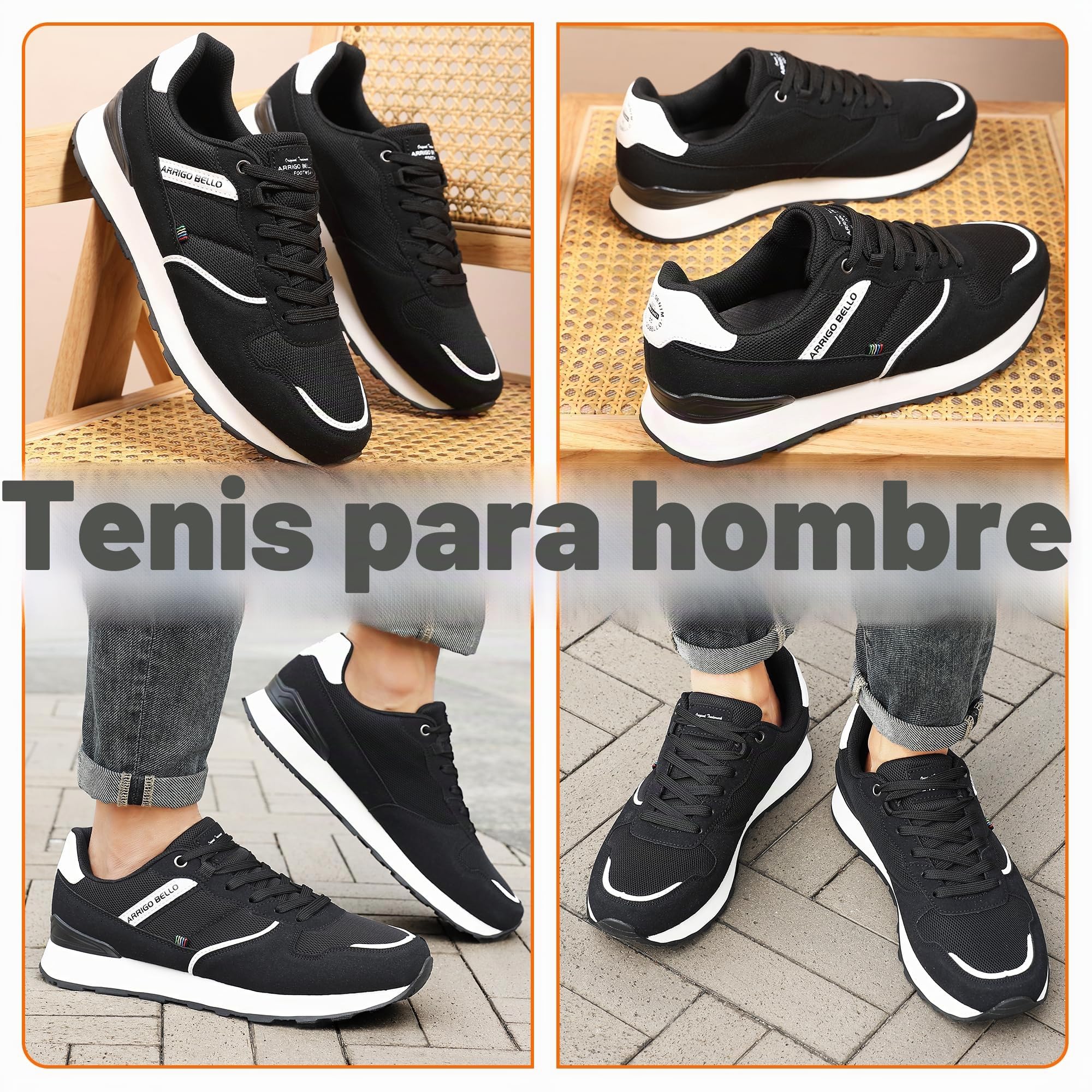 ARRIGO BELLO Sneakers Zapatillas Hombre Zapatos Vestir Casual Deportivas Transpirables Gimnasio Correr Talla 41-46