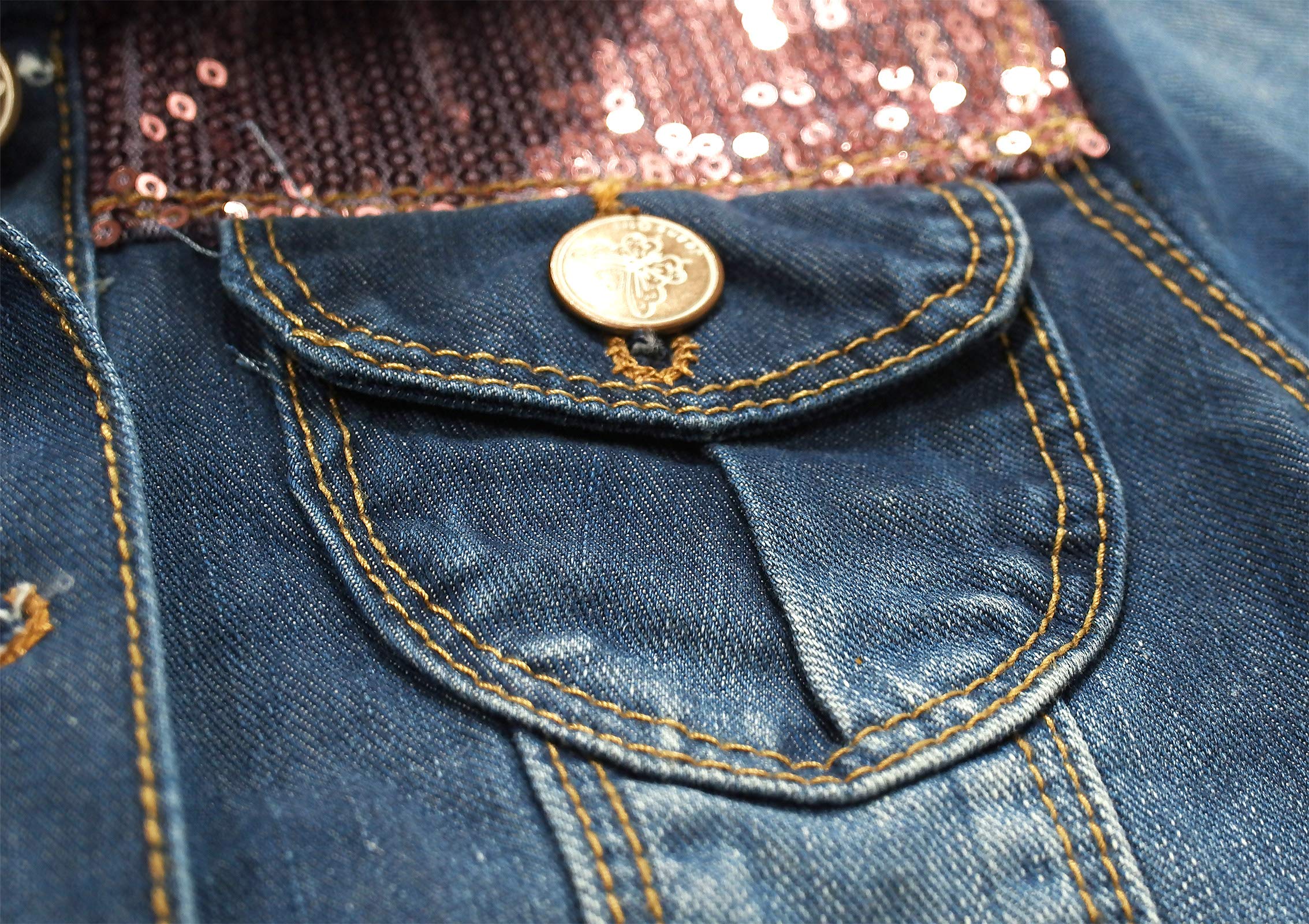KIDSCOOL SPACE Petite Fille Jean Veste,Tenues En Jean Brodé De Fleurs