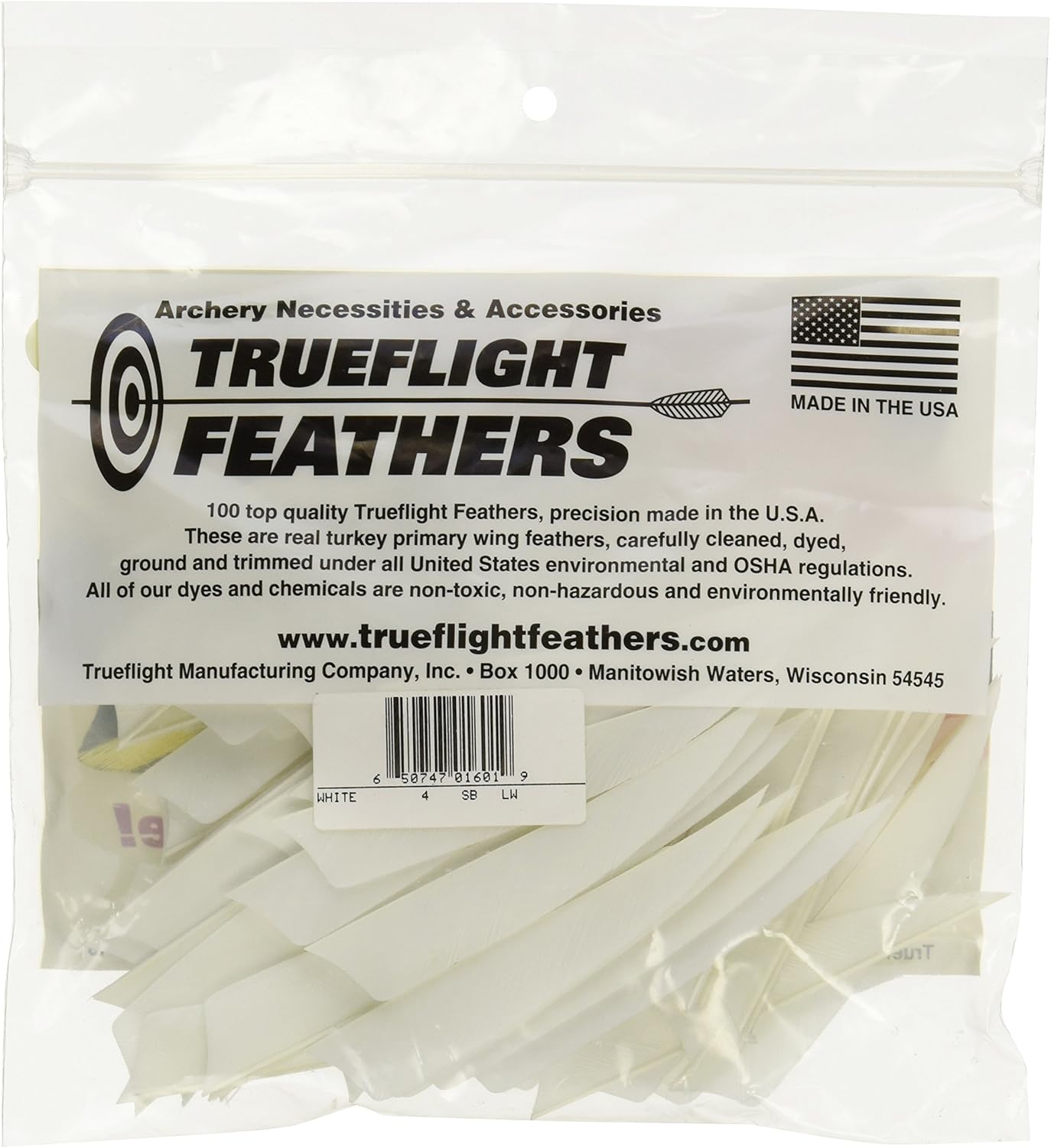 TRUEFLIGHT Feathers Shield Cut 4 LW White 100/PK.
