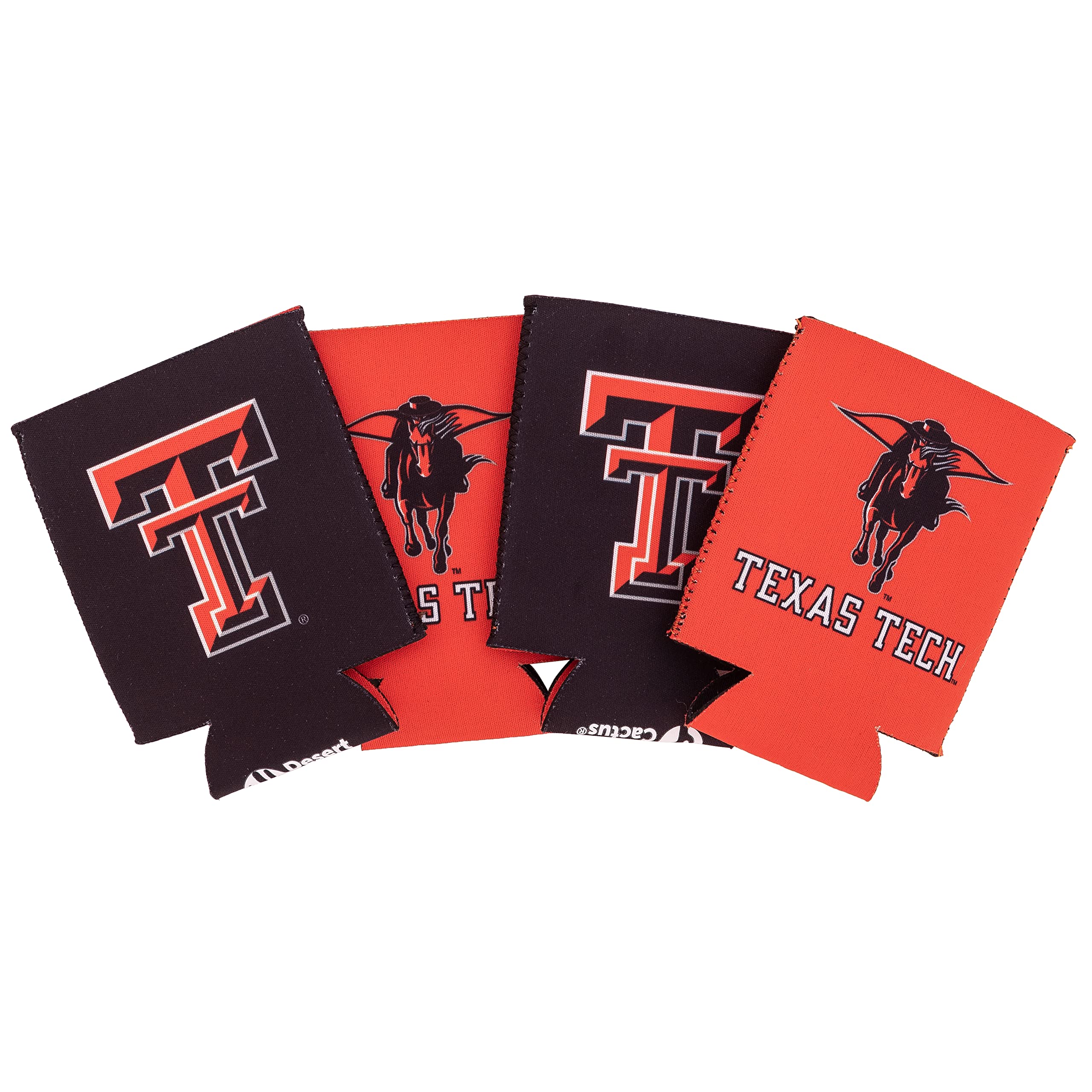 Desert Cactus Texas Tech University Can Insulator Beverage Cooler 4 Pack Foam Beverage Holder TTU Red Raiders (4 Pack Can)