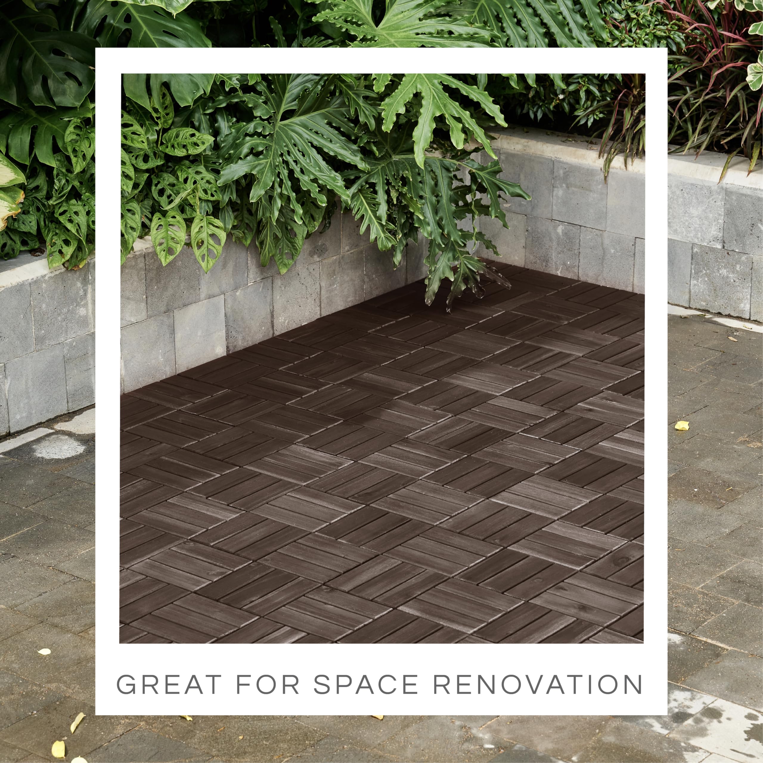 5 Patio Floor Ideas That Are Defining 2026 1 THYOI Premium Deck Tiles, 10 Pcs Patio Flooring -Espresso- Crossed Pattern - product photo