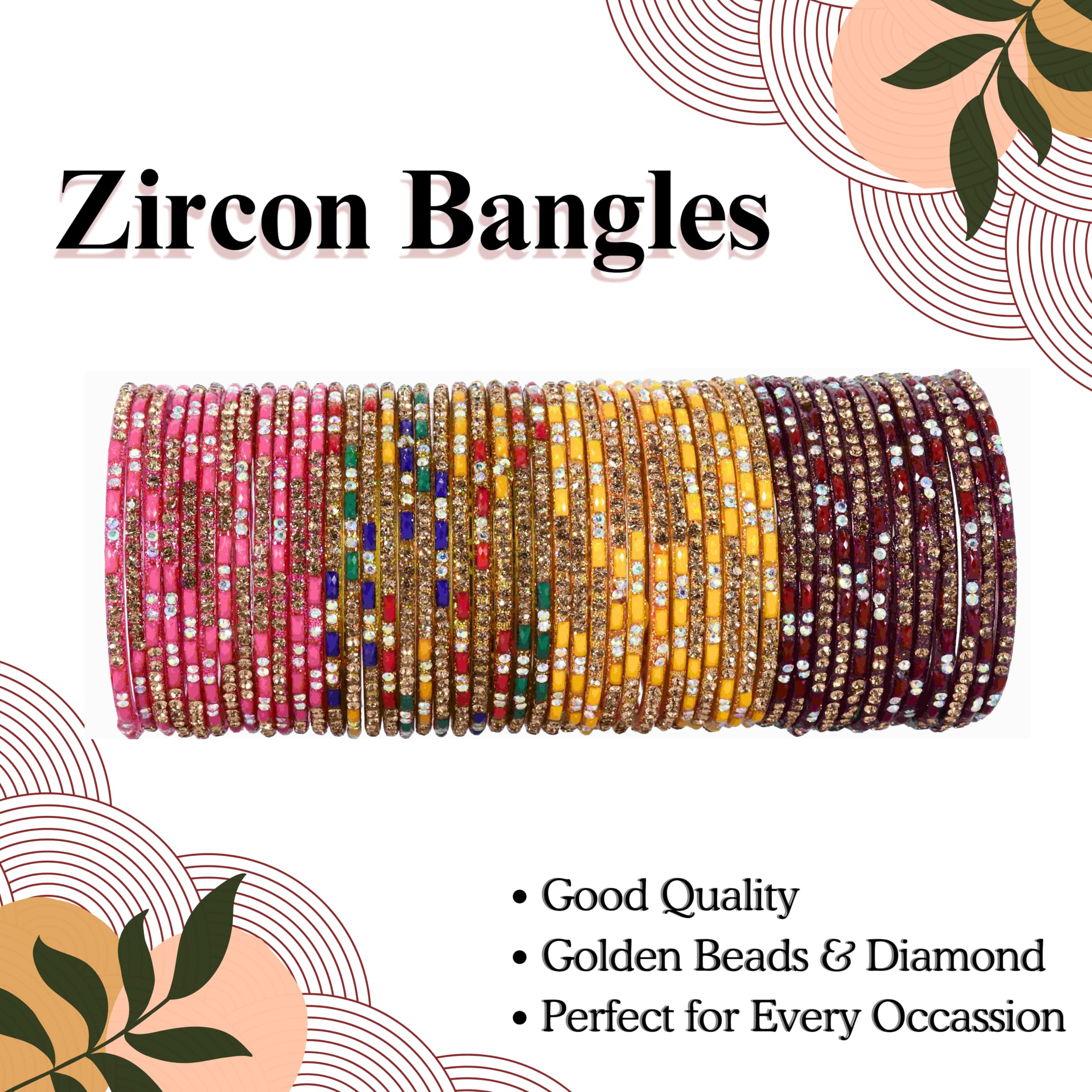 Glass Bangles With Zircon Stone Fancy Set - KS5-Combo_B-2.6