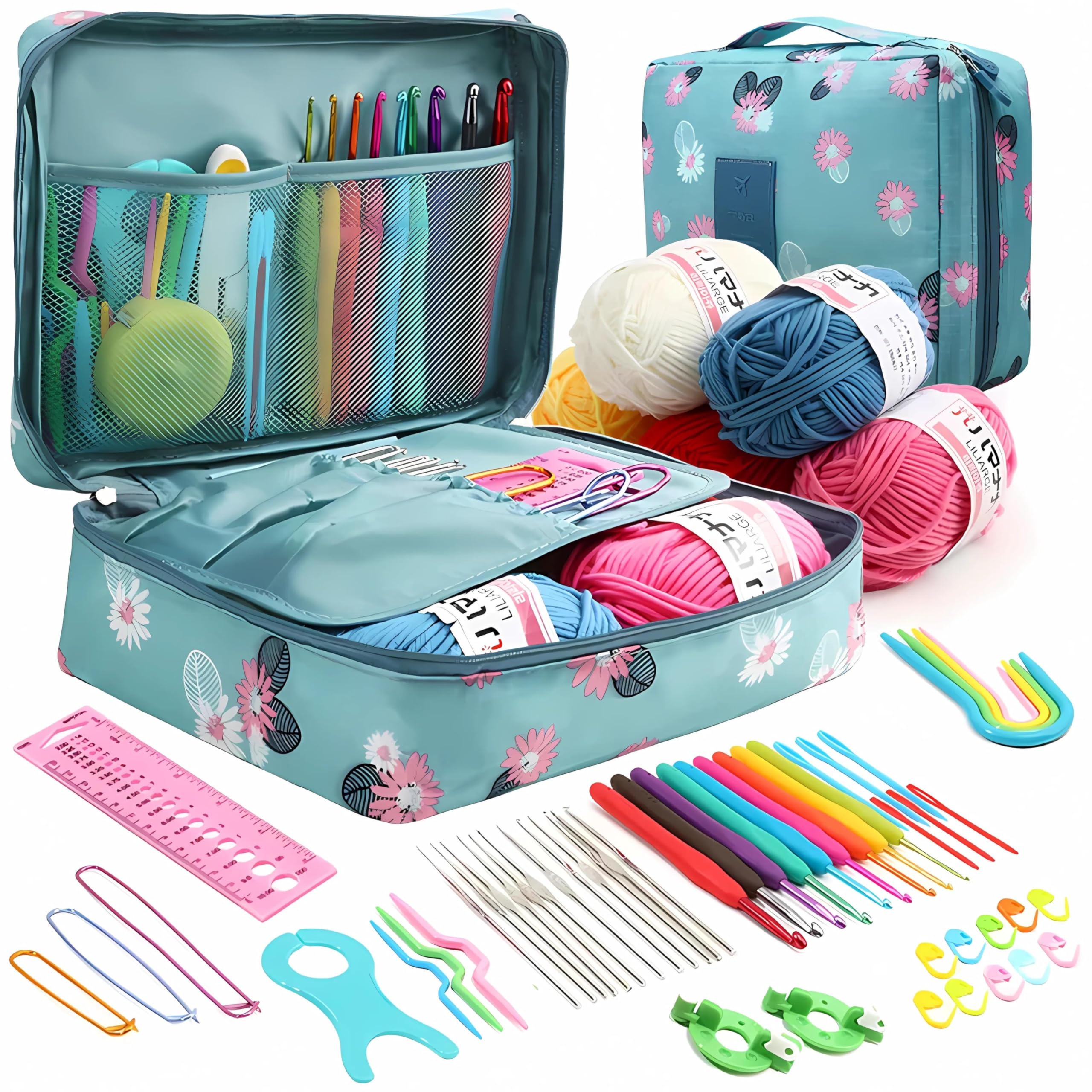 Swarush 59 Pcs Crochet Needle Kit, Knitting Needle Kit with Carry Bag,Complete DIY Crochet Needle Set with Tools & Accessories Ideal for Crochet Art, DIY Crafting, Beginners & Professionals-image-43