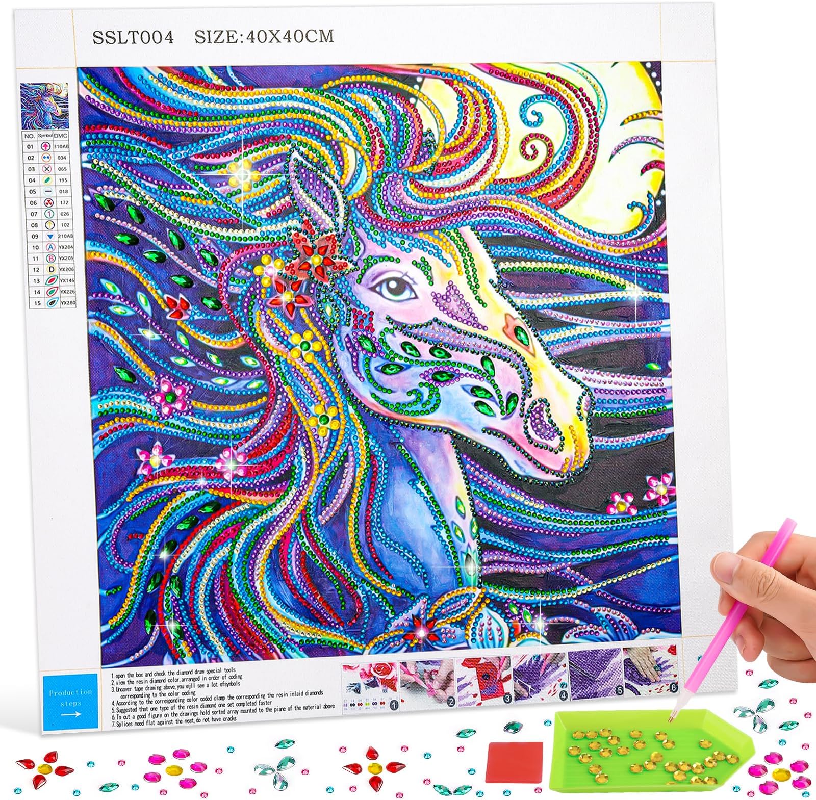 Horse Gifts for Girls Diamond Painting Kits with Diamond Draw Special Tools Craft Gifts Teens Boys DIY Art and Craft Sets for Kid Child Adults Presents
