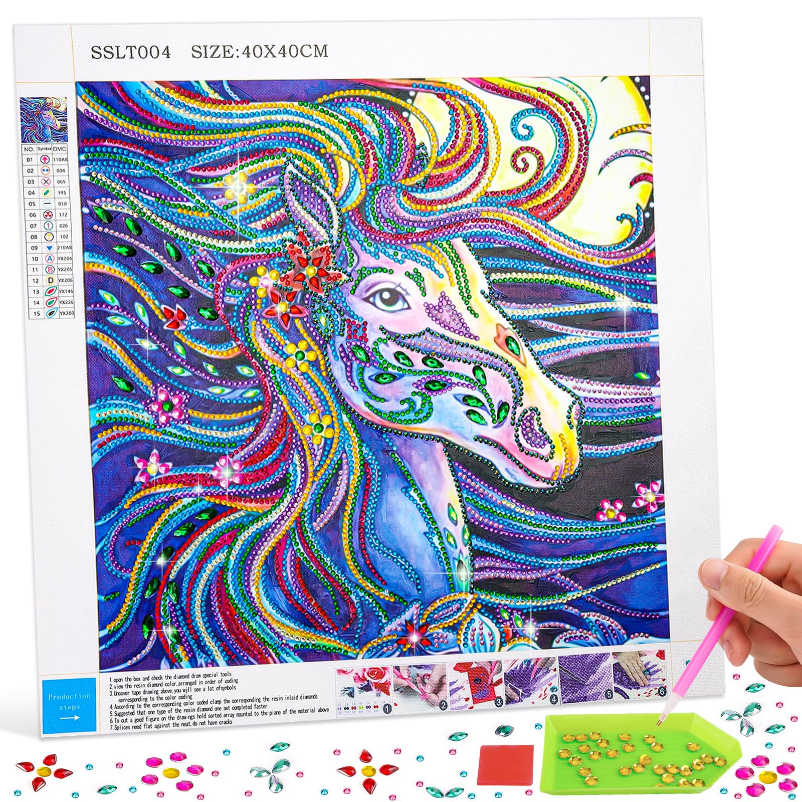 Horse Gifts for Girls Diamond Painting Kits with Diamond Draw Special Tools Craft Gifts Teens Boys DIY Art and Craft Sets for Kid Child Adults Presents