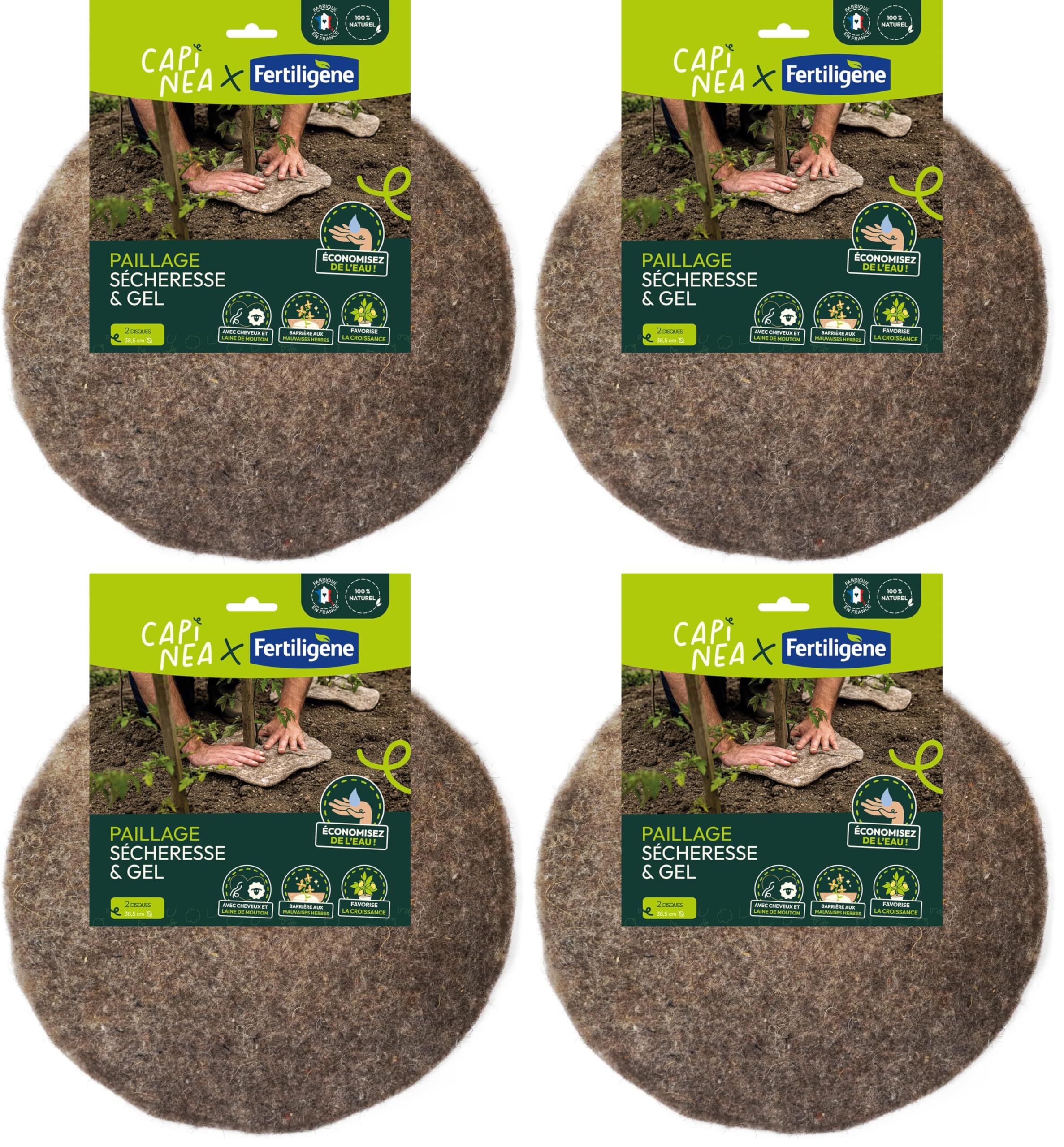 Disque de paillage Capinea X Fertiligène en lot de 4 pour la protection du jardin