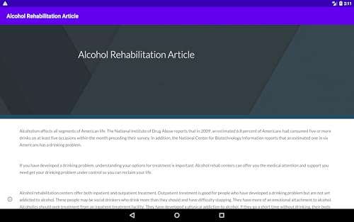 Alcohol Rehabilitation Article