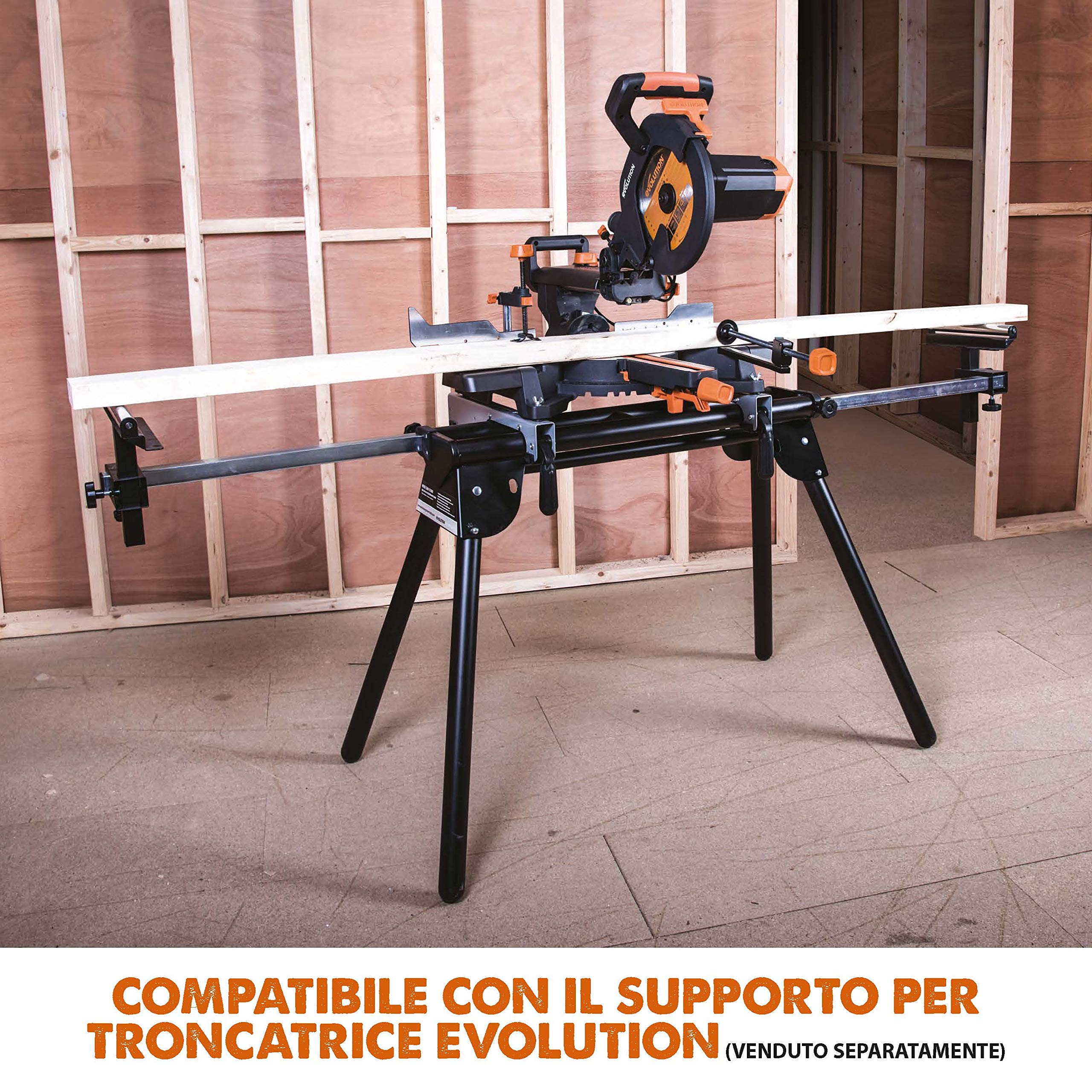 Evolution Power Tools R255SMS+ Troncatrice Radiale Scorrevole Multi-Materiale 255 mm con Pacchetto Plus, 230 V