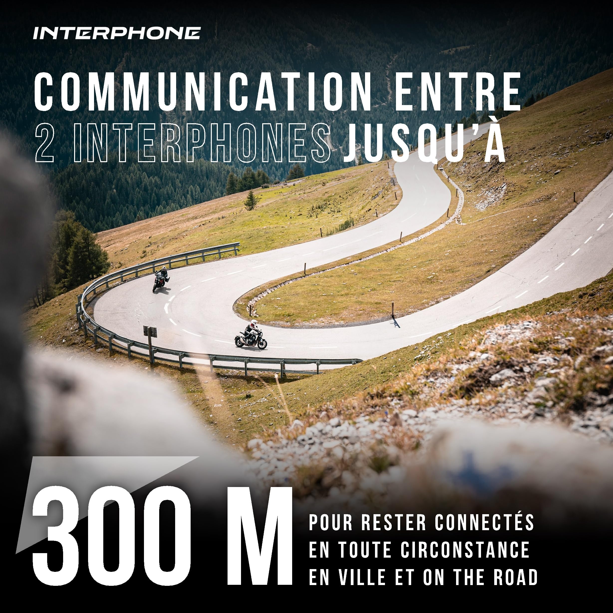 Interphone Intercom Link HD Mono – Intercom Moto pour Communication Pilote-Passager, Entre Pilotes ou Motos jusqu'à 300 m – avec Bluetooth 4.2 pour GPS et appels – Autonomie 20 h et étanchéité IP67