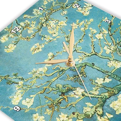 Miniatura 3 de 3dRose DPP_110452_2 Reloj de pared vintage Van Gogh con almendro floreciente, 13 x 13 pulgadas
