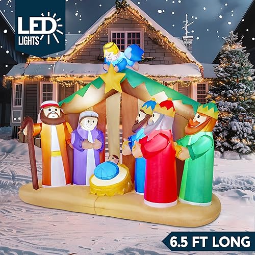 Miniatura 2 de Joiedomi Christmas Inflatable Nativity Scene with Angels with Build-in LEDs Blow Up Inflatables for Christmas Party Indoor, Outdoor, Yard, Garden,
