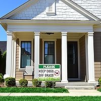 Vista 6 de Letrero con estaca con estaca con texto en inglés "Keep Dogs Off Lawn con estaca", plástico corrugado, con texto en inglés "Please Keep Dogs Off