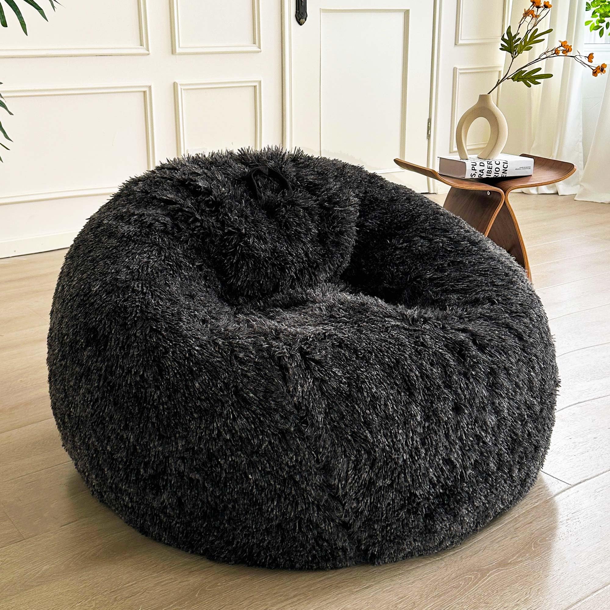 LIFEREVO Fluffy Faux Fur Bean Bag Chair Cover (No Filler), Ultra-soft Stuffed Animal Storage Bean Bag for Kids Adults, Premium Fuzzy Furry Beanbag
