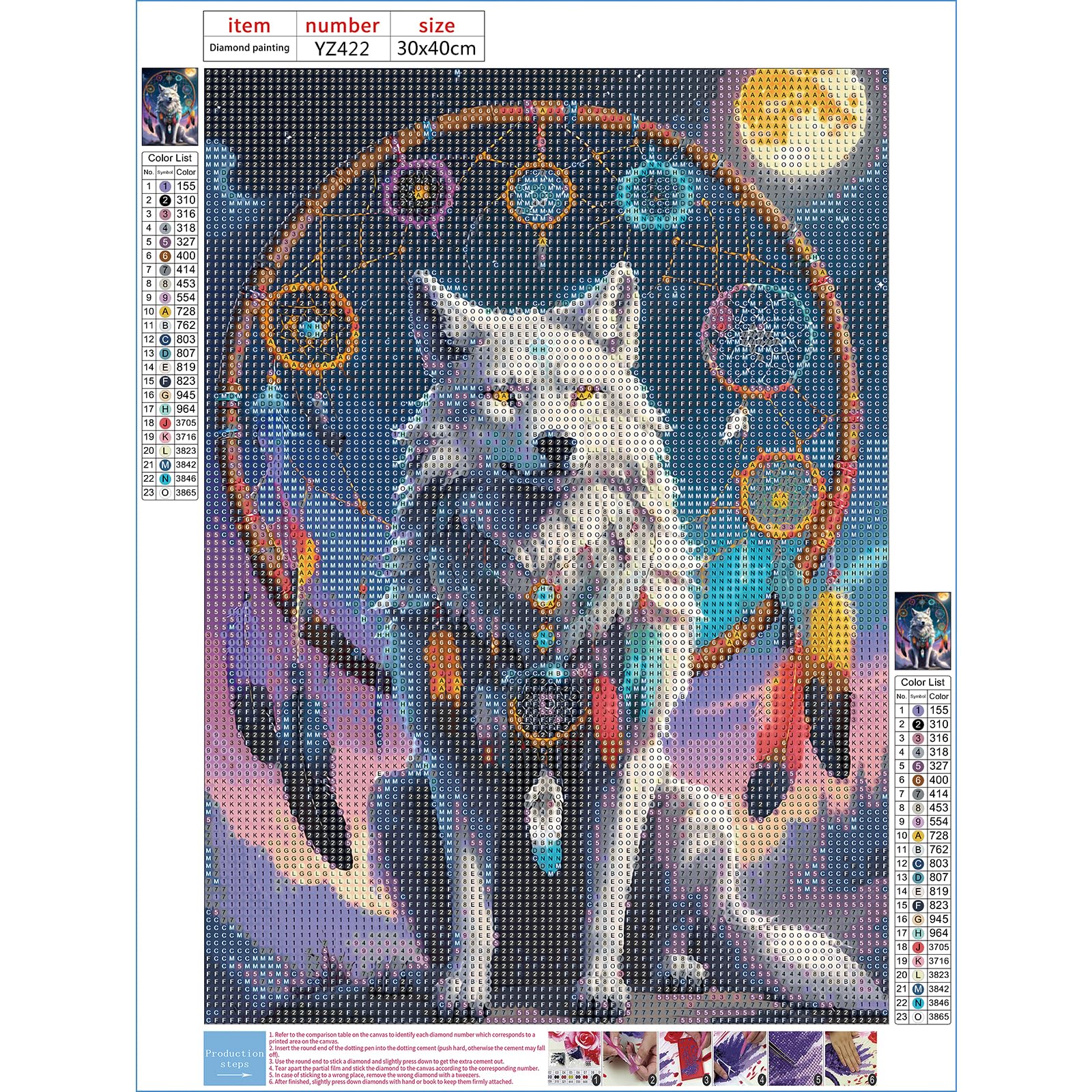 DPHERO DIY Wolf Diamond Painting Kit for Adults, 5D Dreamcatcher