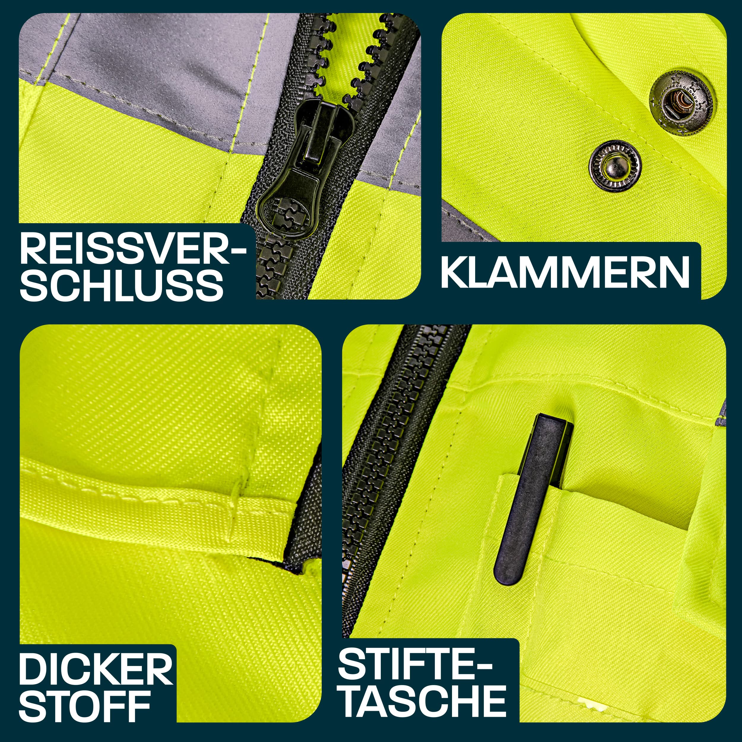 Prowiste Profi Sicherheitsweste mit Taschen und Reißverschluss - Extra Hohe Sichtbarkeit - Waschbar - Unisex - Warnschutzweste (DE/NL/SE/PL, Alpha, XXL, Regular, Regular, Neongelb)