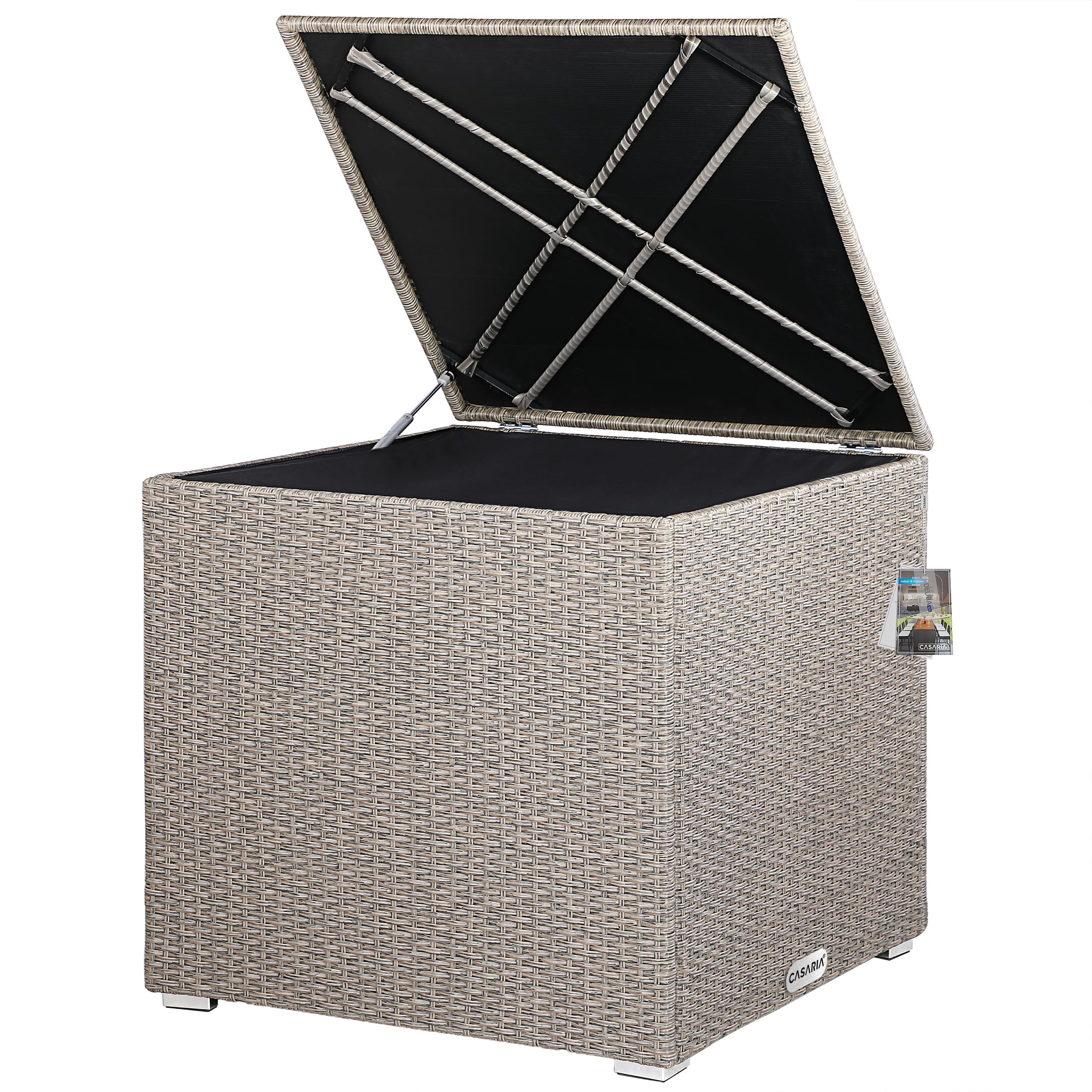 Casaria® Baule da Giardino 318 L Impermeabile 75x75x70cm Contenitore Esterno Polyrattan Beige