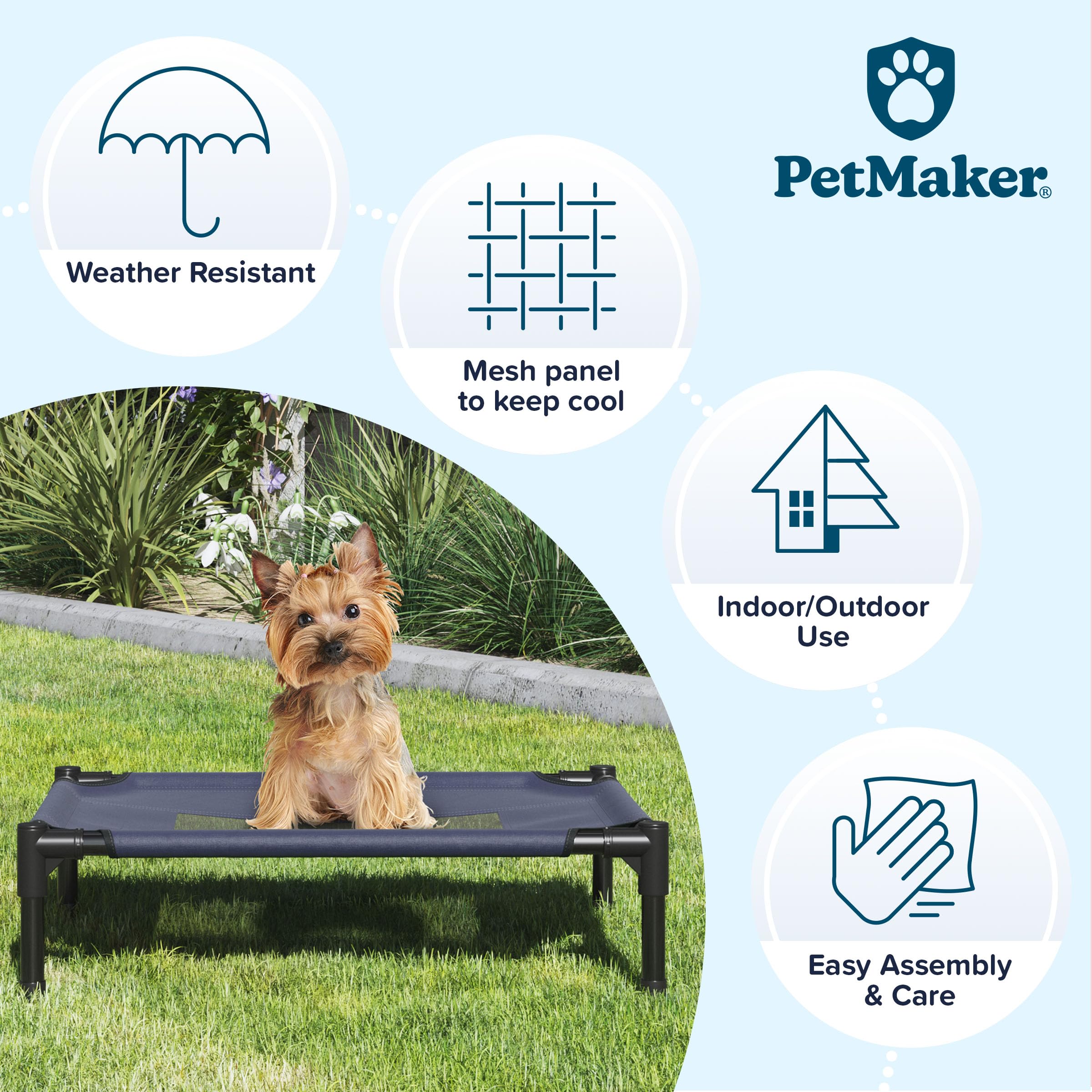 Petmaker Elevated Dog Bed — Portable Cot For Small Dogs Up To 25lbs, Green With Carrying Case - View #4