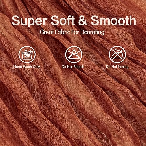 Miniatura 5 de Paquete de 6 caminos de mesa de gasa de terracota de 10 pies de ancho, caminos de mesa bohemios para despedidas de soltera, bodas, fiestas de