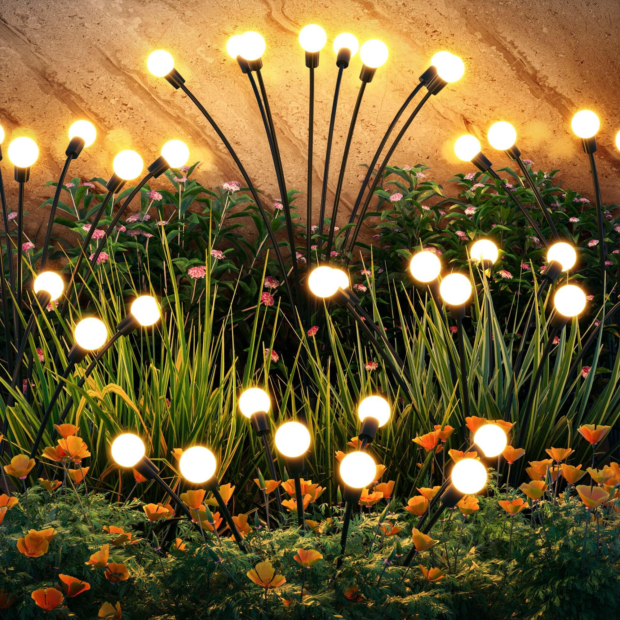 KOOPER Solar Garden Lights, 12 Pack Firefly Garden Lights Solar Outdoor with 96 Brighter LED, Swaying Solar Firefly Lights Outdoor Waterproof, Outdoor Solar Lights for Outside Garden Yard Lawn Decor