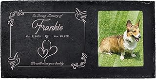 Fanery sue Custom Pet Memorial Stones with Full Color Image, Dog Memorial Gift Garden Stones, Pet Grave Markers Personalized, All-Natural Memorial Headstone for Cat(Hummingbird Style)