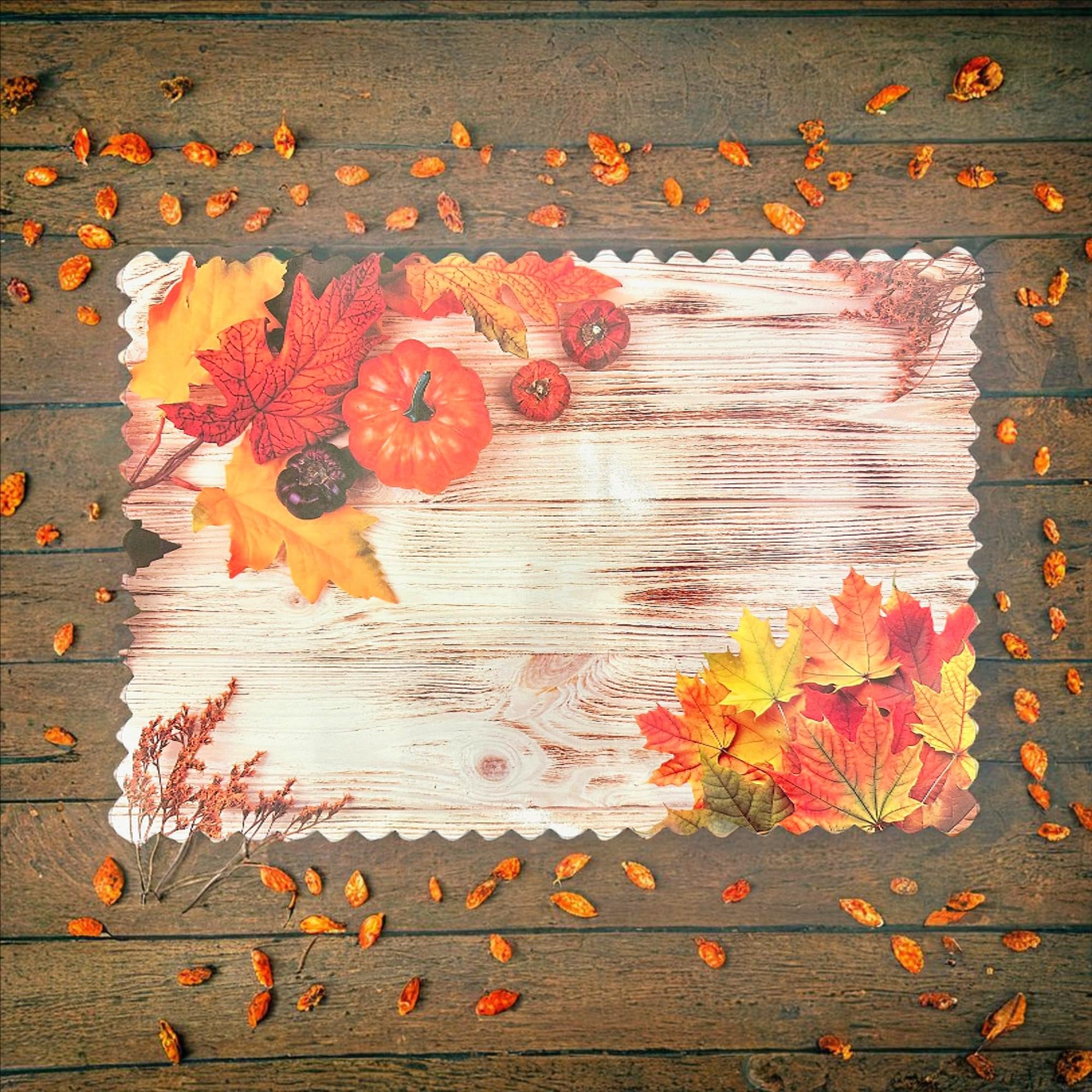 Paquete de 25 manteles individuales desechables de papel de hoja de arce otoñal para mesa de comedor, manteles individuales desechables de hojas de cosecha para fiesta de Acción de Gracias, 16.25 x