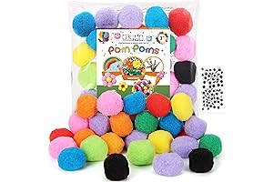 Caydo Premium Essentials for Crafting: 2-Inch Pom Poms and Wiggly Eyes for Kids' DIY Projects