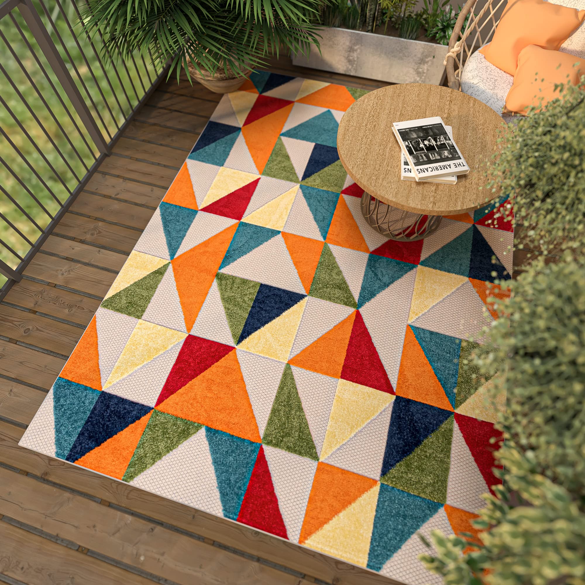 Mazovia Tapis Exterieur Terrasse, Balcon - Grand Tapis Exterieur - Tapis d'Intérieur et d'Extérieu Outdoor - Terrasse Grande Taille Résistant Aux Intempéries - Géométrique - Multicolore 160 x 230 cm