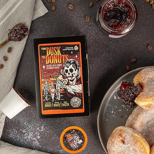 Miniatura 3 de Bones Coffee Company - Cápsulas de café con sabor a From Dusk Till Donuts, 12 cápsulas de café de una sola porción, compatibles con cafetera Keurig