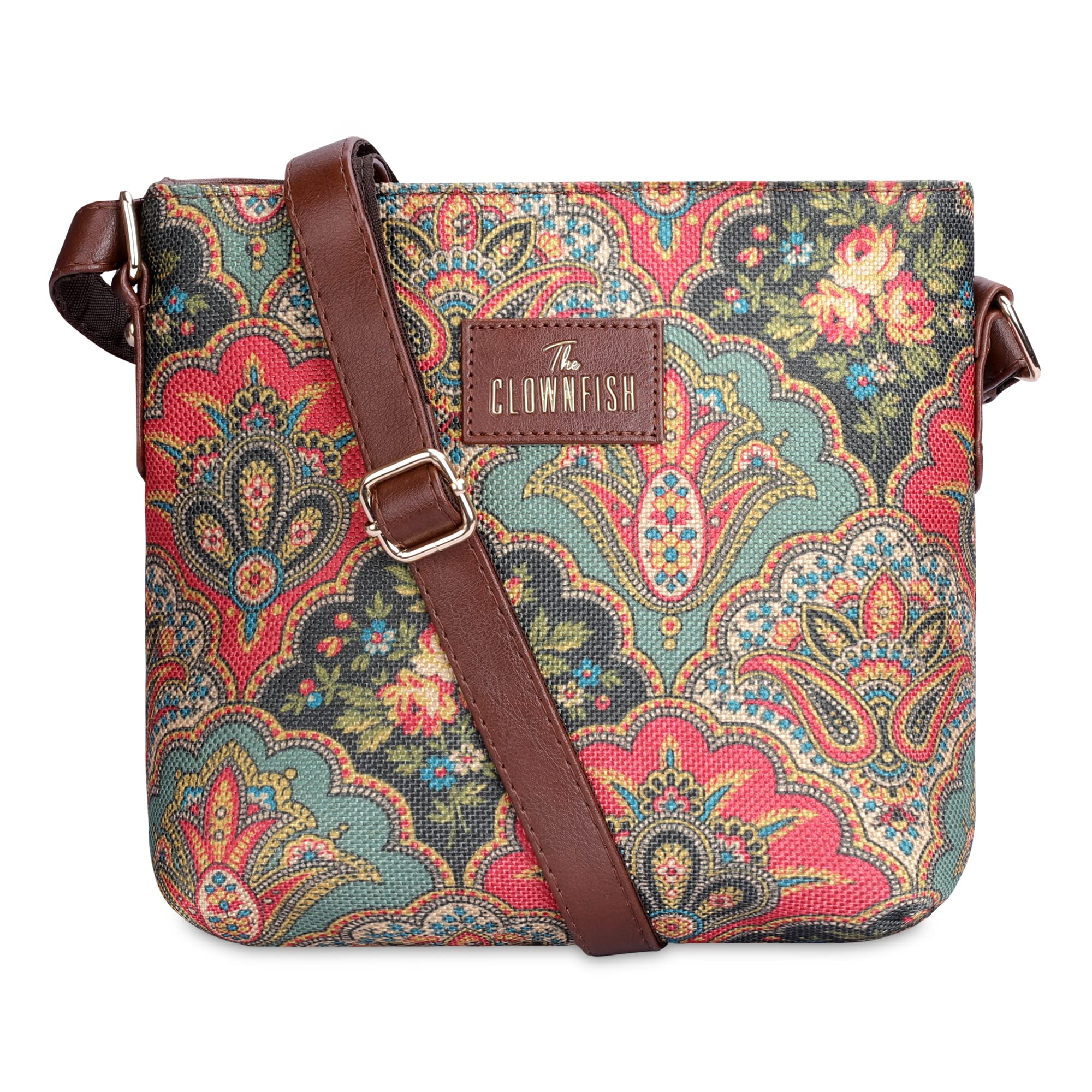 THE CLOWNFISH Aahna Printed Handicraft Fabric Crossbody Sling bag for Women Casual Party Bag Purse with Adjustable Shoulder Strap for Ladies College Girls (Dark Pink) (B0BNVWGDQ8) Amazon Price History, Amazon Price Tracker