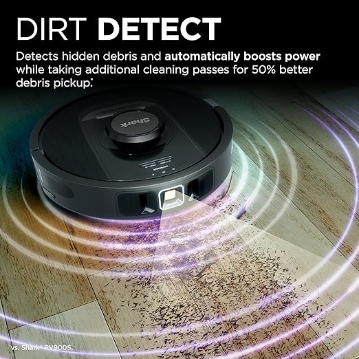 Shark PowerDetect Self-Empty Robot Vacuum with NeverStuck Technology, Auto Deep-Clean Carpets & Hardfloors, 30 Day Capacity HEPA Bagless Base, for Pet Hair, WiFi Black, AV2820S thumbnail 2