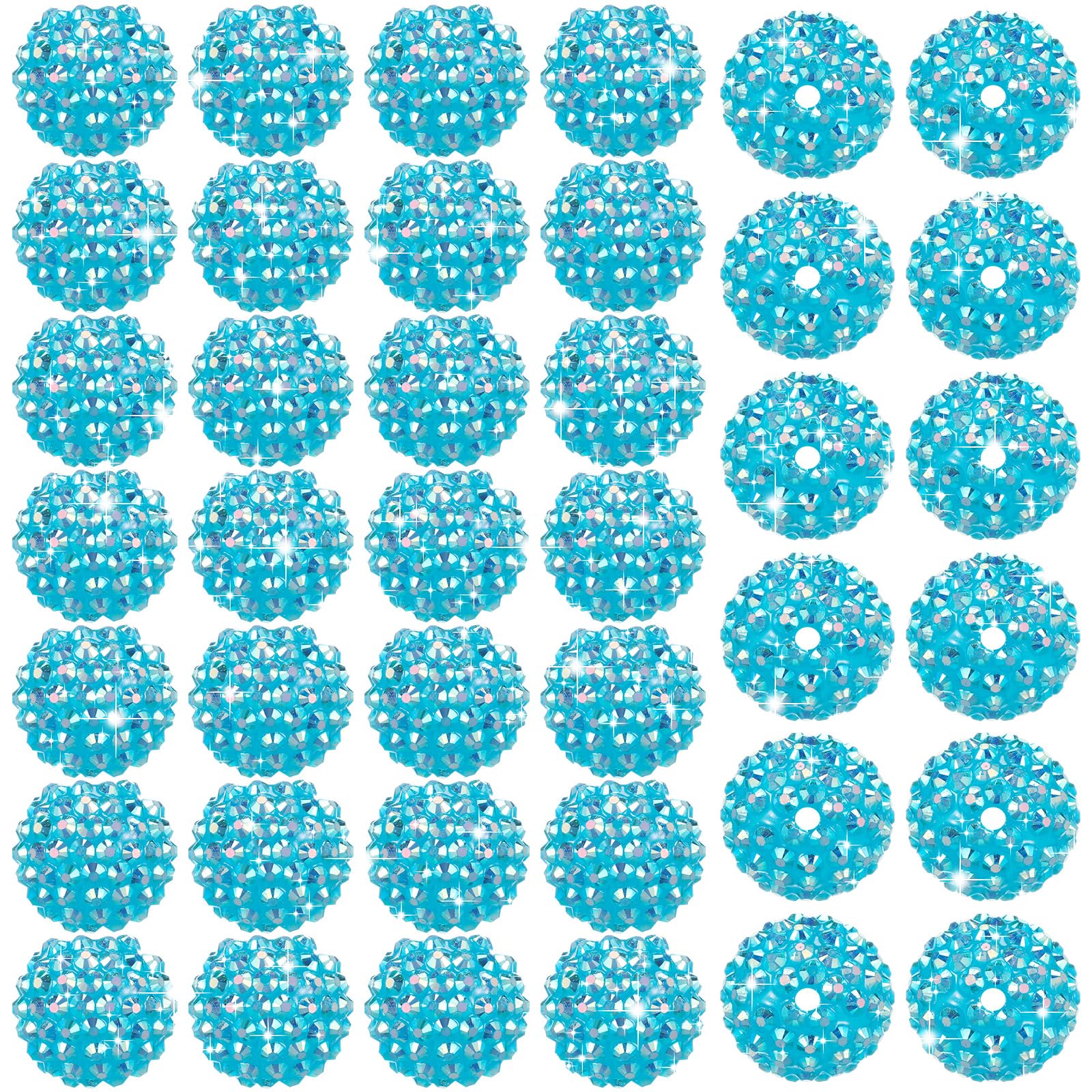Loetere 40 Pcs 20 mm Rhinestone Beads Bulk Crystal Round Disco Ball Chunky Bubblegum Beads for Pens Bracelets Charms Craft European Style Jewelry