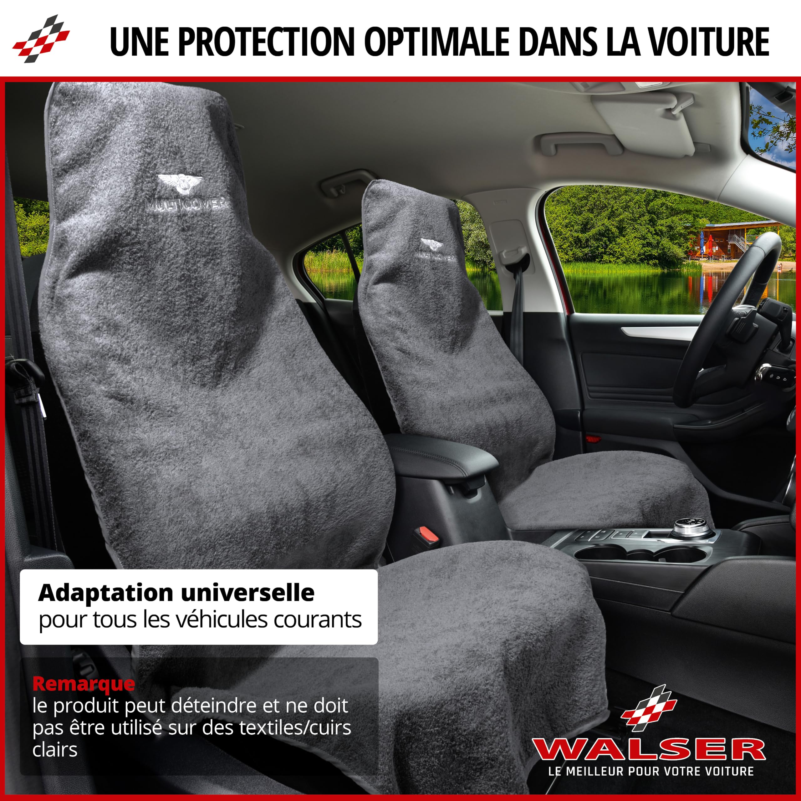 Walser Housse de siège Multicover, Housse de siège Auto Universelle, Protection de Place Auto Lavable Gris