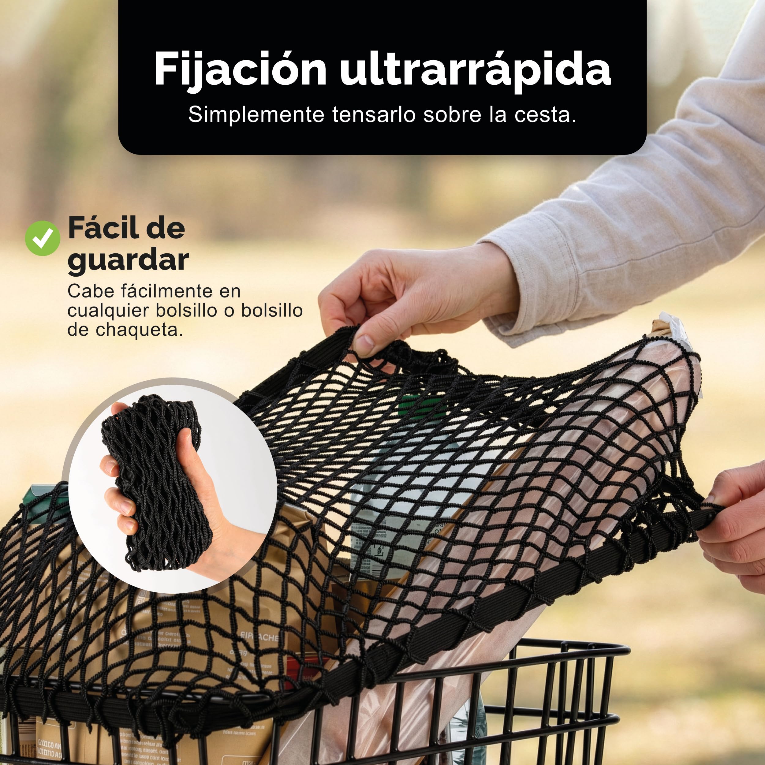 Red de equipaje para bicicleta, estable y flexible, cesta de seguridad y orden en movimiento