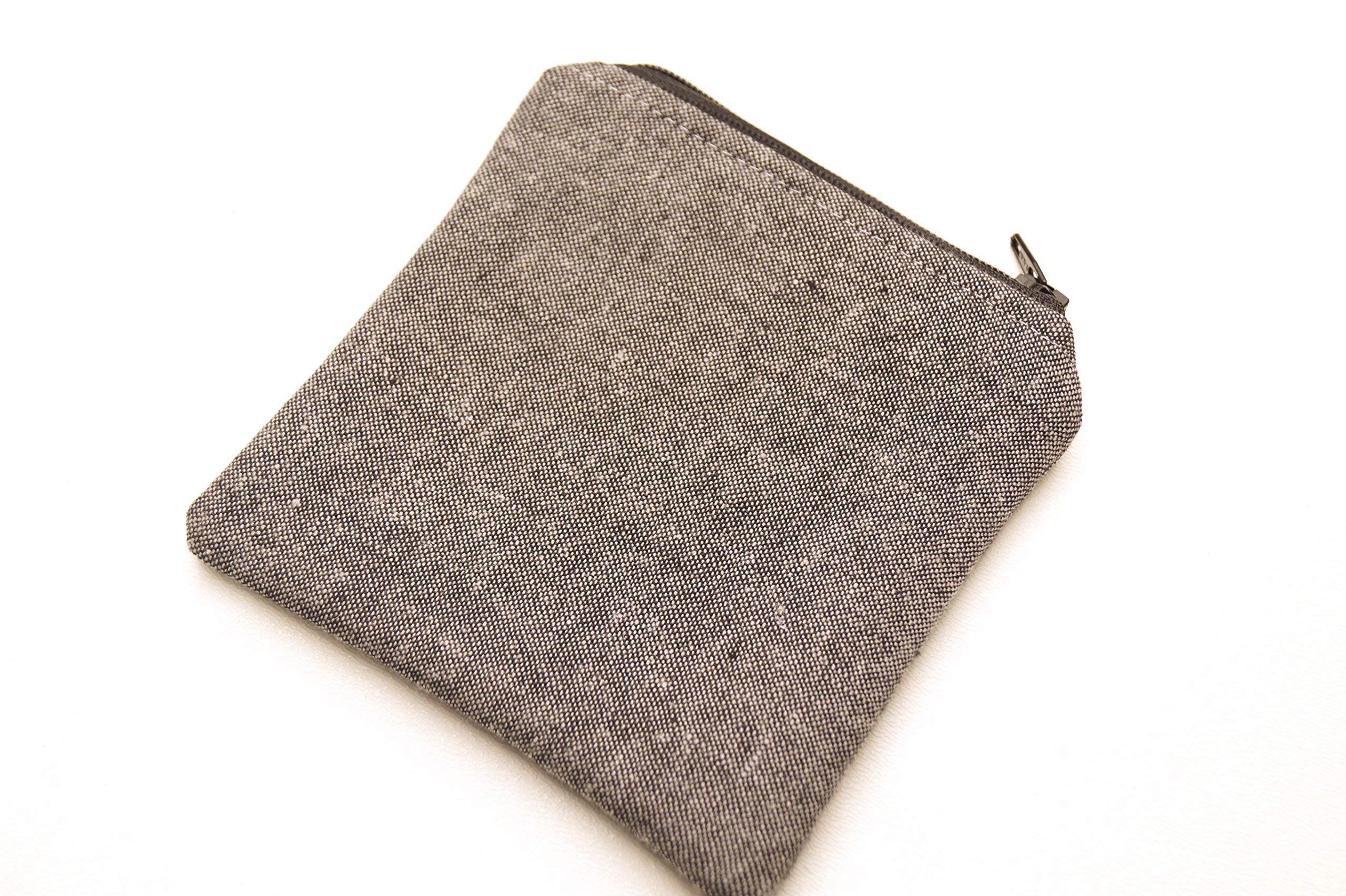 Coin Purse in Charcoal Grey Linen Fabric