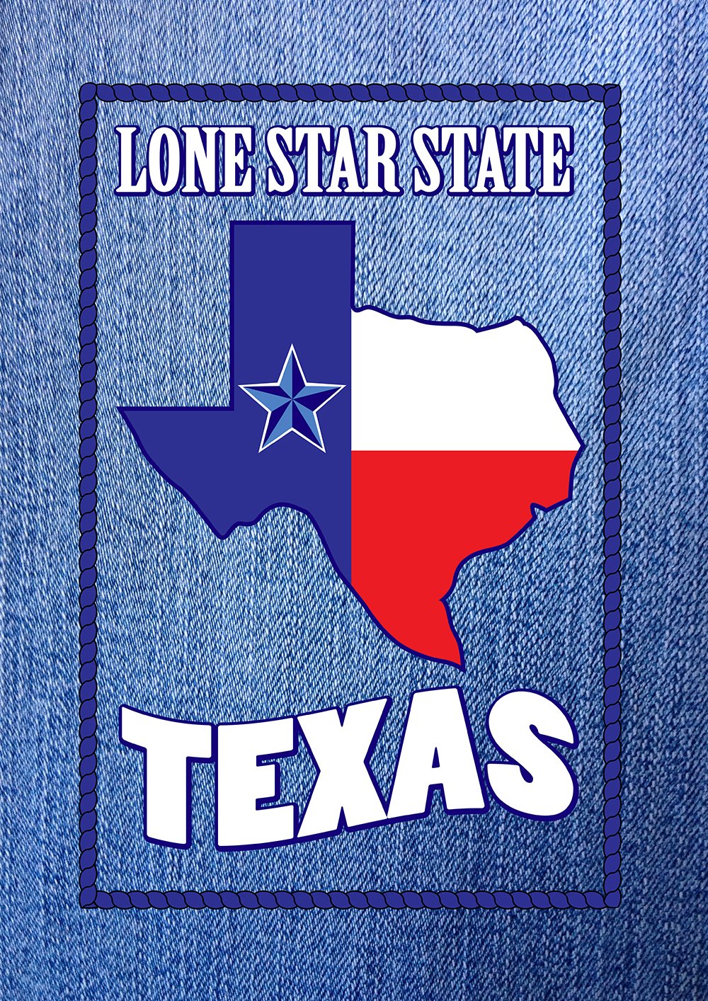 Drapeau Texas Lone Star Denim Toland à motif imprimé effet jean pour grand mât de jardin