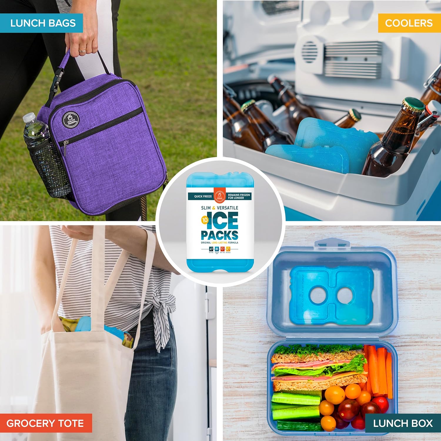 Healthy Packers Ice Packs for Lunch Boxes & Coolers - Freezer Packs - Original Cool Pack | Cooler Accessories for Beach, Camping & Fishing | Slim & Long-Lasting Reusable Ice Pack for Cooler - Image 2