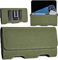 Vista 9 de Mopaclle Funda Horizontal de Nylon para Teléfono Celular para Hombres con Cinturón, Soporte Magnético para Teléfono Celular con Clip de Metal