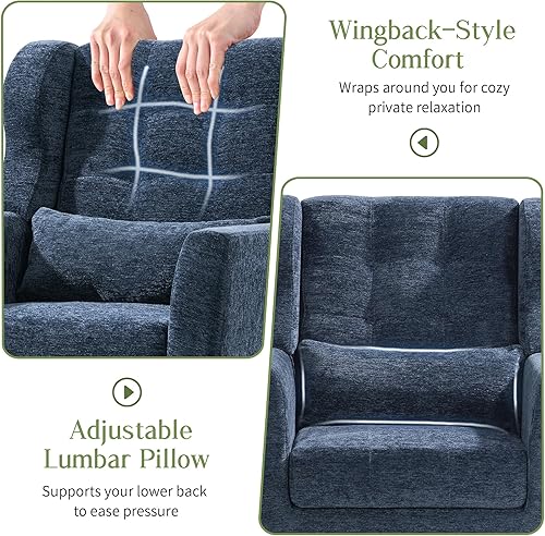 Miniatura 4 de cinkehome Sillas decorativas con brazos para sala de estar, sillón moderno tapizado en chenilla, cómoda silla de salón acolchada y suave para