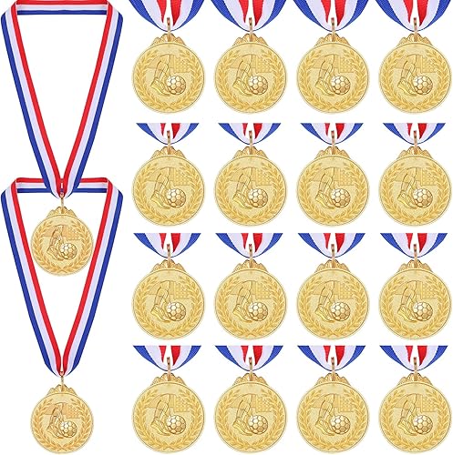 Jexine Medallas de fútbol de 36 piezas para niños, estilo olímpico, medallas de oro con cintas, trofeo de fútbol de metal a granel para equipos disponible en Yaxa Costa Rica