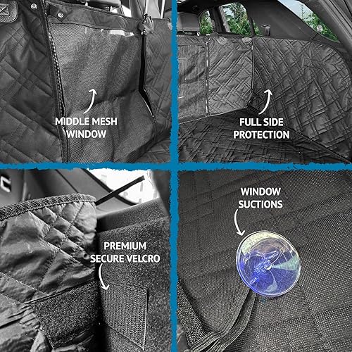 Vista 27 de Bulldogology - Cubierta de asiento para perros, revestimiento de primera calidad, resistente durabilidad, impermeable, respaldo antideslizante, Negro