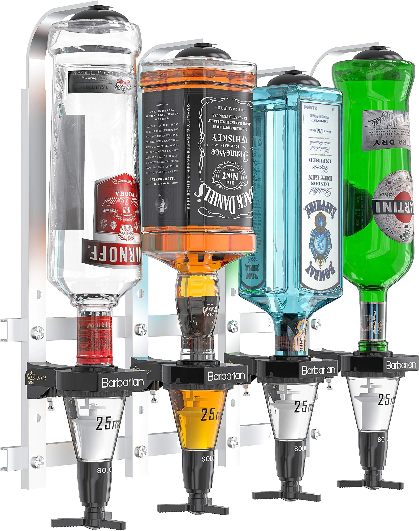 Barbarian 4/6 Bottle Optics for Spirits - Bar Butler Shot Measure Bracket Alcohol Wine Upside Down Drink Dispenser Home bar Garage Man cave (4 Bottle)