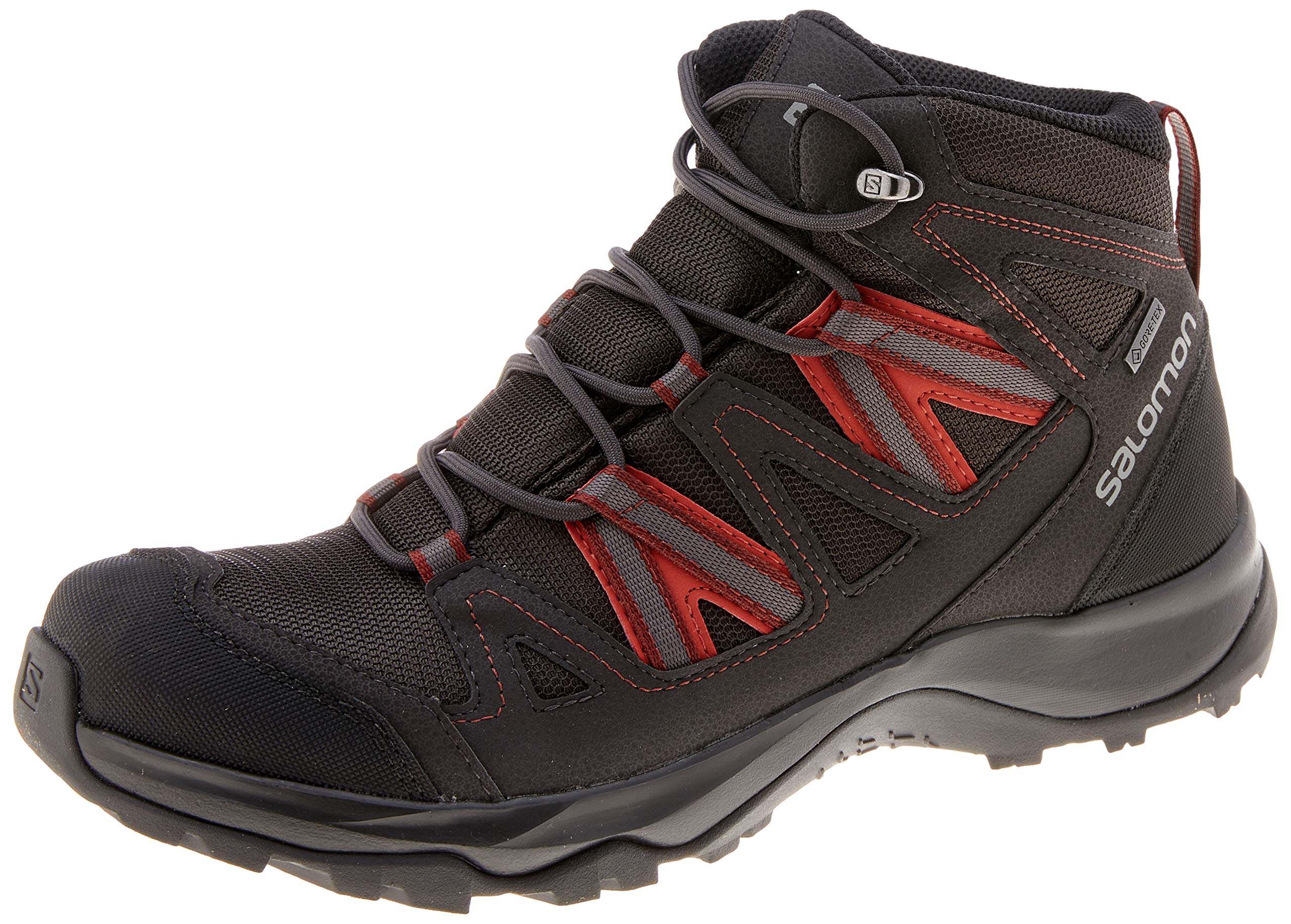 SALOMON Leighton Mid GTX Botas de senderismo impermeables para hombre, color negro (Phantom/Phantom/Red Ochre)