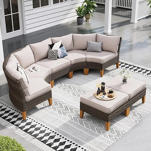 Sophia & William Half Moon Patio Furniture Set 7 Piece
